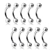 Ruifan Lot of 10 Eyebrow Piercing Jewelry Curved Barbell with Ball Kit Eyebrow Tragus Lip Ring 16g 16 gauge 6mm
