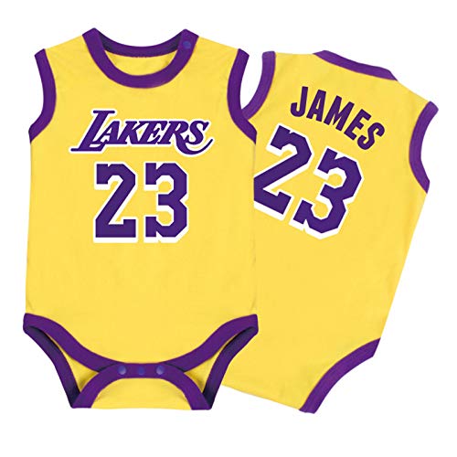 Baby Jersey Summer Warriors Lakers James Romper Camiseta sin Mangas de una Pieza sin Mangas,Yellow-1,59cm Cover