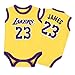 Canotta Monopezzo Senza Maniche James Romper Summer Warriors Lakers Baby Jersey,Yellow-1,66cm