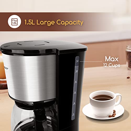 Aigostar Programmable Drip Coffee Maker with 24-Hour Timer, 1.5L/12-Cup, Fast Brewing, 40-Min Keep Warm, Anti-Drip & BPA-Free, Wake to Fresh Coffee Daily - Benno - Image 6