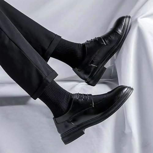 New Men's Fashion Casual Low TopRound Head Shoes ，Oxford Mens Dress Shoes Business Lace-up Full Grain Leather Shoes for Men Men Dress Shoes4