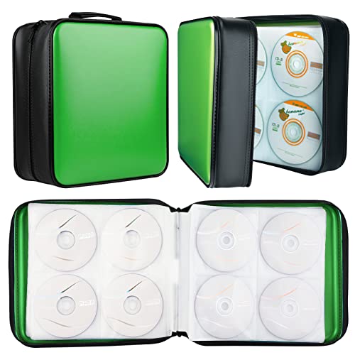 Timcorr Cd Case Dvd Holders Storage - 432 Capacity Hard Plastic Dvd Case Holder Organizer Portable Storage Case Disc Holder Folder Blu Ray Album Sleeves For Car Home Travel | Audio Music (Green) #TOP4