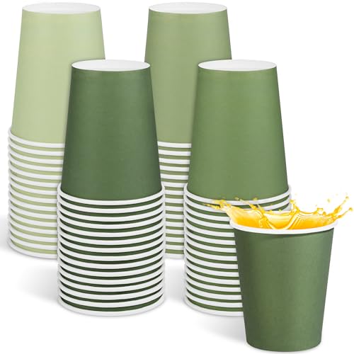 Kochorie 60 bicchieri di carta in 4 colori verde salvia, 236-266 ml (8-9 oz), bicchieri di carta usa e getta per bevande calde e fredde, bicchiere da bere verde sfumato per fai da te, feste, picnic e