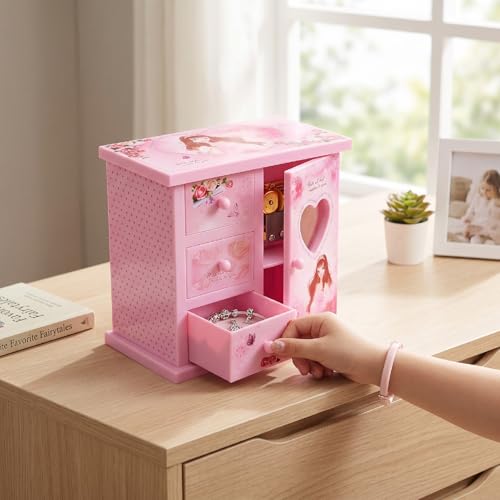 Caja de joyería musical para niñas organiza joyas sin enredos 8