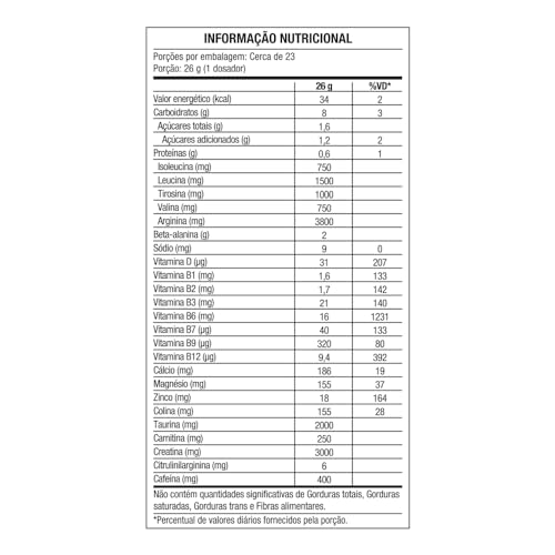 PRE WORKOUT PRO 600g - FRUTAS AMARELAS