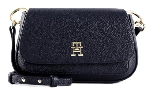 Tommy Hilfiger Damen Umhängetasche TH Emblem Flap Crossover Klein, Blau (Space Blue), Einheitsgröße