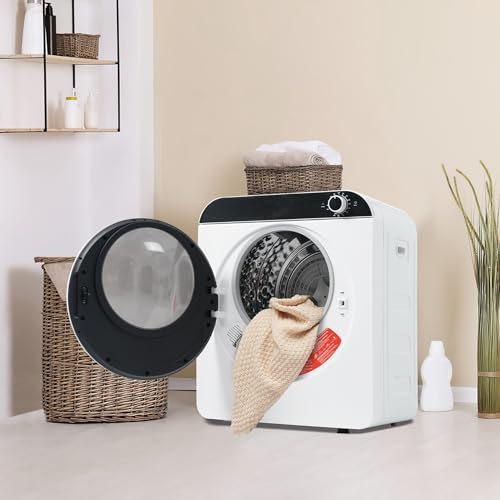 Merax Mini Wäschetrockner 3 kg (4,5 kg) – Abgastrockner aus Edelstahl mit 4 Programmen & Kühlphase, Mehrfachfiltration, 830 W, Überhitzungsschutz, wandmontierbar, Kunststoff-Türabdeckung