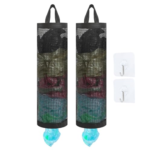 Pixaro 2PCS Carrier Bag Storage Plastic Bag Storage Hanging Mesh Hanging Dispenser Trash Bag Plastic Bag Holder and Carrier Bag Holder for Home Kitchen Garbage Bag Storage