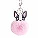 MOIKA 1pièce Chien Pompon Porte-clés Chien Peluche Fourrue Artificiel Duveteux Sac Chaîne Pendentif Porte-clés pour Voiture/Téléphone/Mariage/Pochette/Sac (Rose)