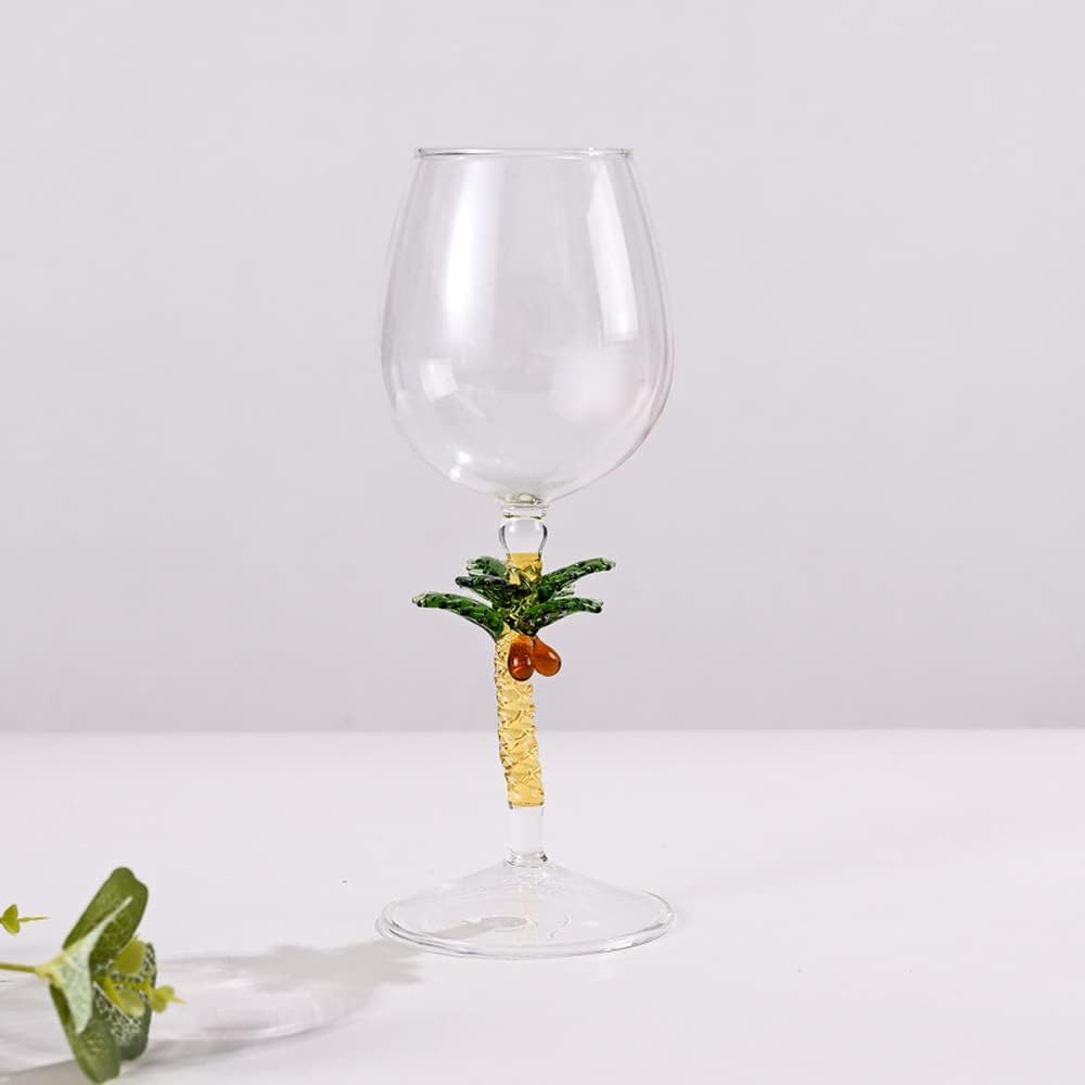 300ML Creative Christmas Tree/Coconut Tree Goblet Wine Glass,Elegant Tree Shaped Wine Goblet,Exquisite Cocktail/Champagne Glass for Home, Hotel,Party, Wedding and More (Coconut Tree)