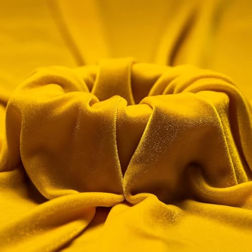 Image of Amazon Brand - Umi 2 Mtr Multi Purpose Velvet Fabric Cloth for Decoration, Trousseau Packing, Party Hall, Bouquet, Gift Packing, Decor, Pooja Room (2 Mtr, Yellow), Solid