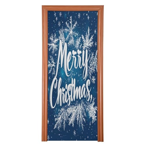 SEHANY Winter Christmas Tree Door Cover Outdoor Decor, High Stretch Fabric Christmas Front Door Cover Christmas Banner Door Cover for Front Door Festive Party Home Decor 35 * 79inch