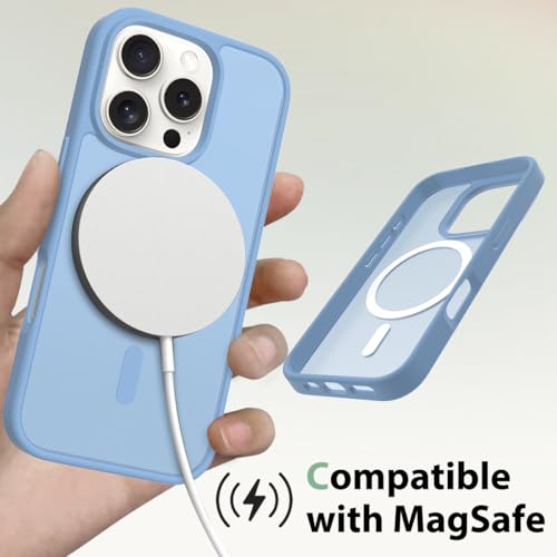 Image of for iPhone 16 pro Case [Compatible with Magsafe] Translucent Matte Phone Cover, [10 FT Military Grade Drop Protection] Slim Durable Shockproof Protective Bumper (Light Blue, iPhone 16 Pro)
