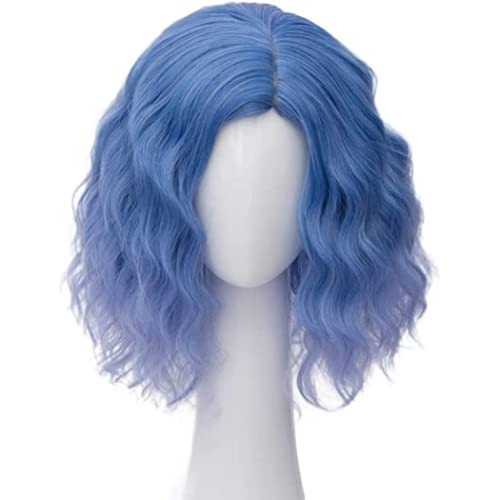 Courte Perruque Synthétique Femme De Perruque Ondulée De La Longueur D'épaule Halloween Cosplay Wig for Girl Costume Fashion Wigs Dutch Blue, Halloween Party Accessoires