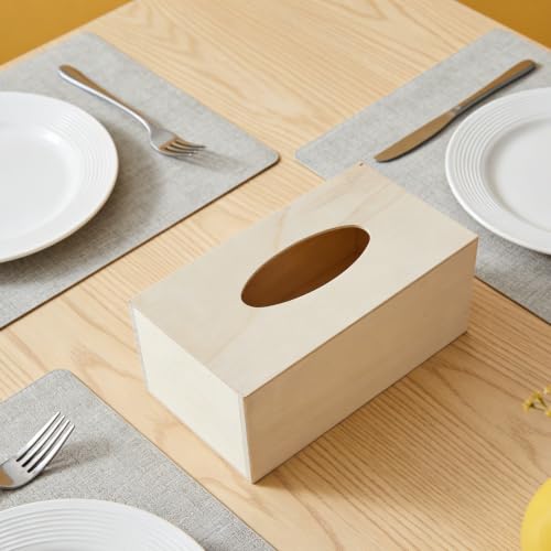 Cajas de pañuelos de madera beige VILLCASE para manualidades pack de 5 unidades para decorar 8
