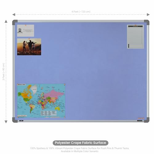 Image of Scholar Art Metis 3x4 Feet Fabric Pin Up Board for Study Table & Kids Room | Vibrant & Versatile Crape Cloth + High Density Soft Board for Pinning Photos, Sticky Notes & Reminders (Purple)