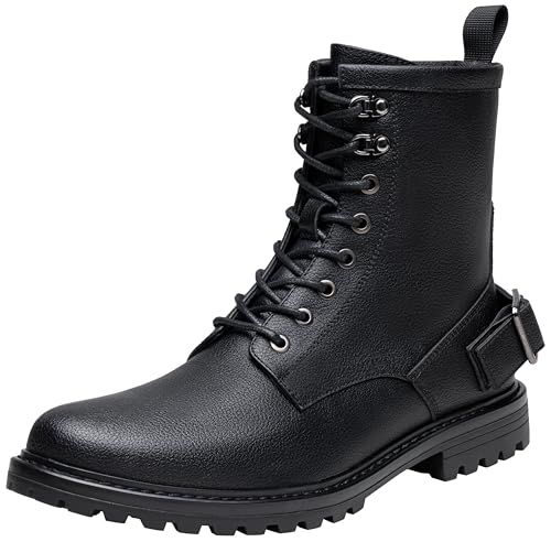 Best Boots for Fat Guys: Comfort & Style for Every Step 13 Jousen Mens Boots Motorcycle Boots High Top Fashion Mens Casual Boots Zipper Combat Boots(AMY8410 blackpu 10.5)