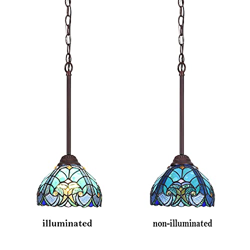 Cotoss CB084383CP Tiffany Pendant Light Fixtures Hanging Lamp Stained Glass Light Decor For Dining Living Room Kitchen Island Study Hallway thumb #5