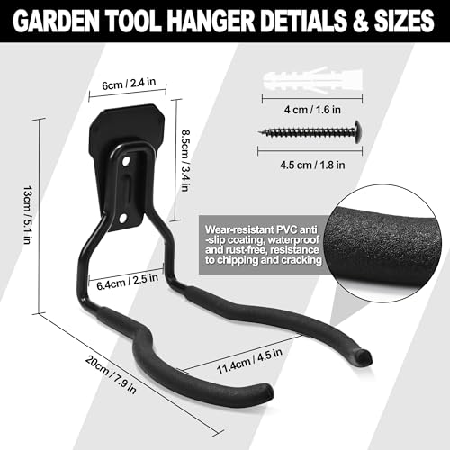 Heevir Garden Power Tool Hanger - 4Pcs Steel String Trimmer Holder Wall Mount, Grass Trimmer Organizer, Weed Eater Rack Garage Storage Hook for Weed Wacker, Leaf Blower and Other Lawn Equipment by Heevir - Image 2