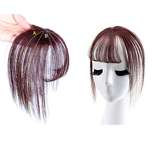 ZIIVARD 3D Air Bangs 6 Inch Real Hair Extensions Brown Natural Hairpiece with Temples Clip in Bangs,Invisible Seamless Human Hair for Women (Dark brown)