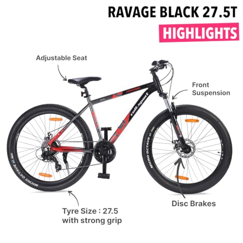 CULTSPORT by Cult Ravage 27.5 inch Cycle/Bicycle MTB (21 Speed) Gear Cycle for Men/Boys with Front Suspension & Dual Disc Brake Mountain Bike | Ideal for 15+ Years, Blue
