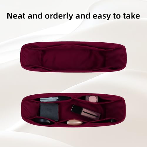 Image of DGAZ Purse Organizer Insert Fits Neverfull-Mini /PM /MM /GM Bags,Silk Bag Organizer,Luxury Handbag & Tote Shaper(MM, Rouge H)