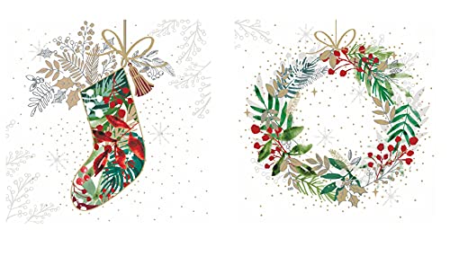 PDE Party Christmas Cocktail Napkin Set: Holiday Cheer Festive Design | 40 Count in 2 Designs, Mult, 5-Inch