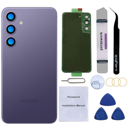 Perzework Rear Back Glass Replacement for Samsung Galaxy S24 6.2-inches with Reparing Toolkit (Cobalt Violet)