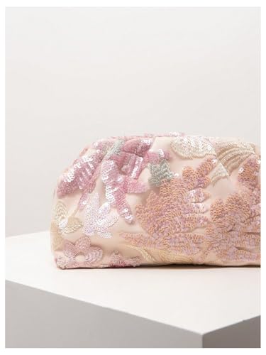 Image of QWINEE Women Floral Embroidery Sequin Pearl Glitter Party Purse Vintage Evening Handbags
