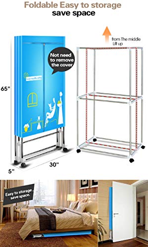 Clothes Dryer Portable Drying Rack for Laundry 1200W - 33 LB Capacity Energy Saving (Anion) Folding Dryer Quick Dry & Efficient Mode Digital Automatic Timer with Remote Control