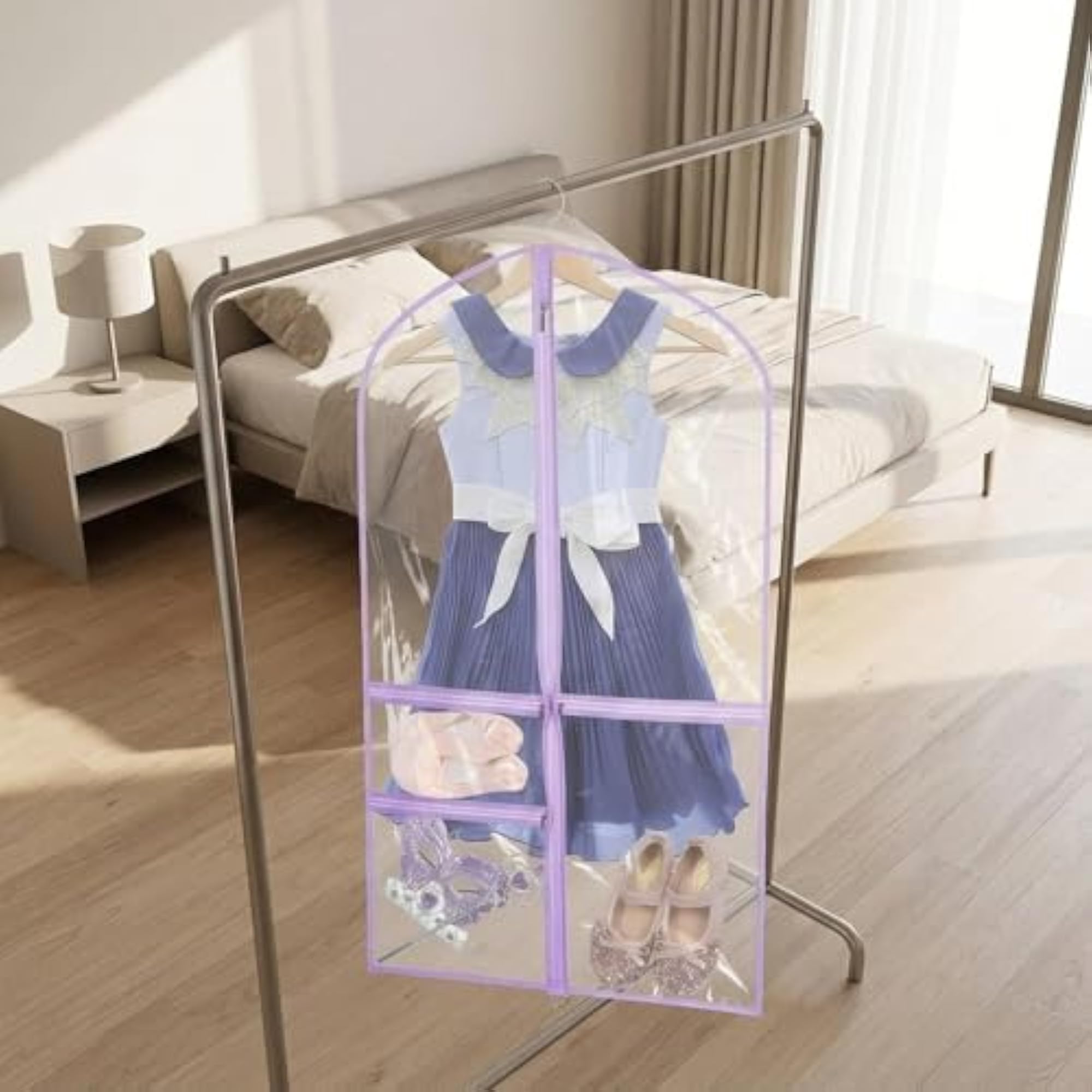 Kids Cheer Uniform Hanging Garment Bag, Clear Violet