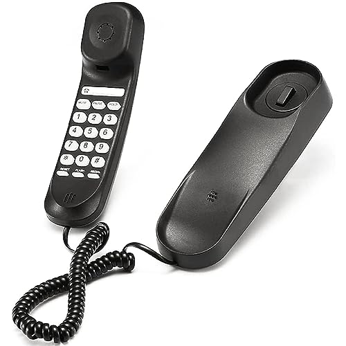 Corded Phone, Landline Phone for Home, Mini Phone, Use HD Call IC Chip, Used in Hotel, Office, Bank Call Center (Black)