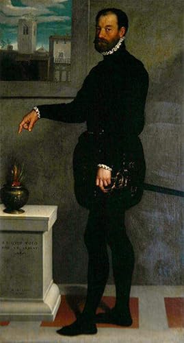 Cuadro en lienzo retrato clásico de Battista Moroni decorativo para oficina 60x90cm