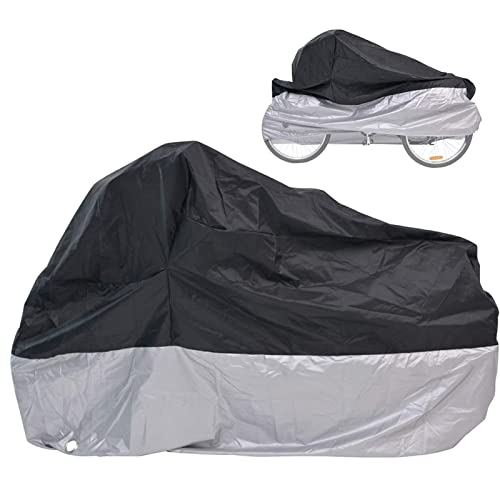 Bike Cover Adult Tricycle Cover Waterproof Bicycle/Motorcycle Storage Cover, Heavy Duty Ripstop Material & Anti-UV, Protect Your Bike from Rain, Dust, Debris Sun for Outdoors Indoors (silver-black)