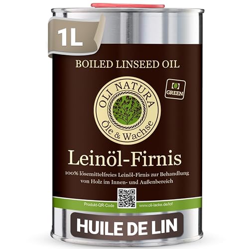 OLI-NATURA Vernis à l’huile de lin, protection du bois biologique, certifié contact alimentaire, 1L, incolore - naturel