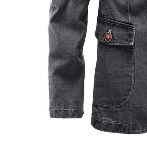 Men Casual Denim Suit Blazer 2 Button Business Vintage Jean Suit Jacket Cowboy Travel Blazer Sport Coat3