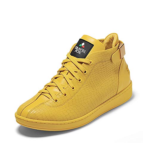 TRAVEL FOX Men's Malibu Nappa Leather Round Toe Lace-Up High-Top Sneakers