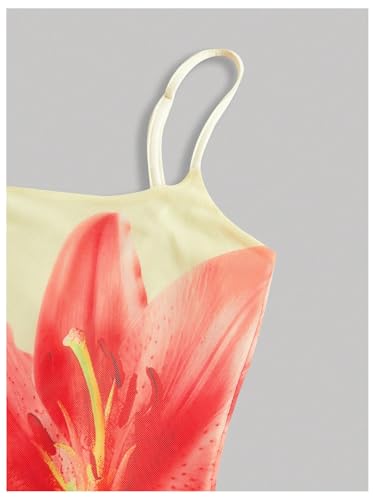 Image of Verdusa Women's Floral Print Layered Cami Dress High Rise Backless Sleeveless Long Dress