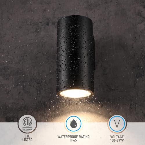 Image of LEONLITE 2-Pack 12 Inch 5CCT Integrated Cylinder LED Down Light Outdoor