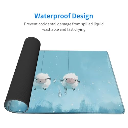Image of Sheep Animal Cute Extended Gaming Mouse Pad, with Stitched Edges Large Mouse Pad Desk Protector, Rubber Base Mousepad Keyboard Mouses Mat for Work Game Office Home- 32 inch X 12 inch Inch