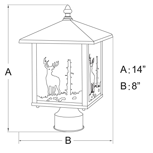 Image of VAXCEL Bryce 1L Bronze Rustic Outdoor Deer Tree Post Light White Glass