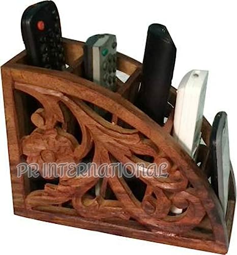 PR INTERNATIONAL HomeDecor Handcraft Wooden Remote Stand Holder/Stand/Organizer/Rack for Space Saving 5 Slot Storage Brown - Cosy Home Interiors PR INTERNATIONAL HomeDecor Handcraft Wooden Remote Stand Holder/Stand/Organizer/Rack for Space Saving 5 Slot Storage Brown - Image 5
