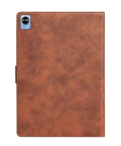 Image of Leather Folio Flip Stand Case Cover for Realme Pad Mini 8.7 Inch Tablet, Solid Pattern, 200 Grams (Brown)