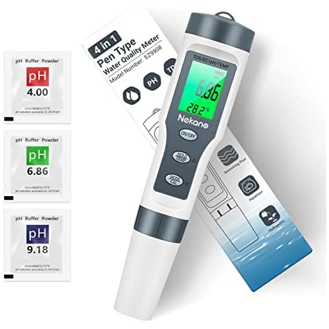 Nekano PH Wert Messgerät Pool Thermometer pH TDS EC Temperatur 4 in 1 Pool Tester,pH Meter (ATC) mit Hoher Genauigkeit,Digital Wassertester für Pools Aquarium Trinkwasser Cover