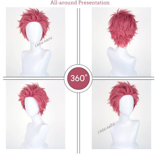 Image of LABEAUTE Unsex Cosplay Wig for Men Woman for Short Straight Cosplay Wig with Bangs for Anime Heat Resistant Hair for Party and Halloween (Short Pink Wig)