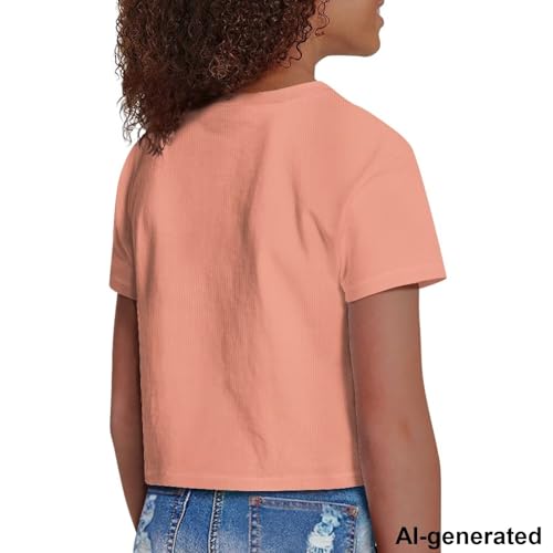 Image of Cute Crop Tops for Girls Short Sleeve Summer T Shirts Fashion Graphic Tees Crew Neck Pullover Tee 5-14 Years