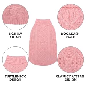 Mihachi Turtleneck Dog Sweater - Winter Coat Apparel Classic Cable Knit Clothes with Leash Hole for Cold Weather, Ideal Gift for Pet in New Year Mihachi Turtleneck Dog Sweater – Winter Coat Apparel Classic Cable Knit Clothes with Leash Hole for Cold Weather, Ideal Gift for Pet in New Year