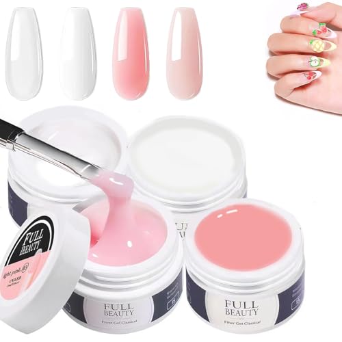 4 * 15 ml Gel Constructor Uñas Profesional,Constructor de Extensiones de Uñas UV/LED, Builder Gel Uñas Para Extensiones y Modelado