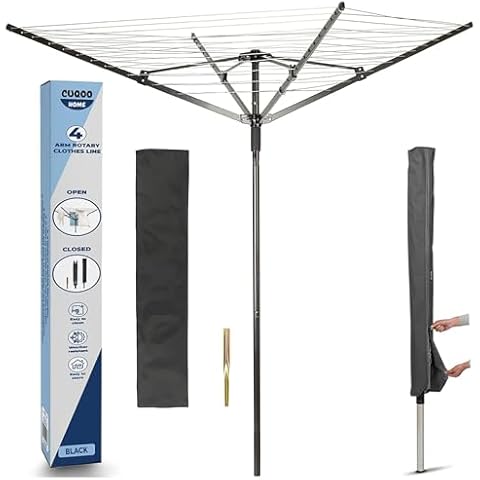 CUQOO 4 Arm 45m Rotary Washing Line Cover