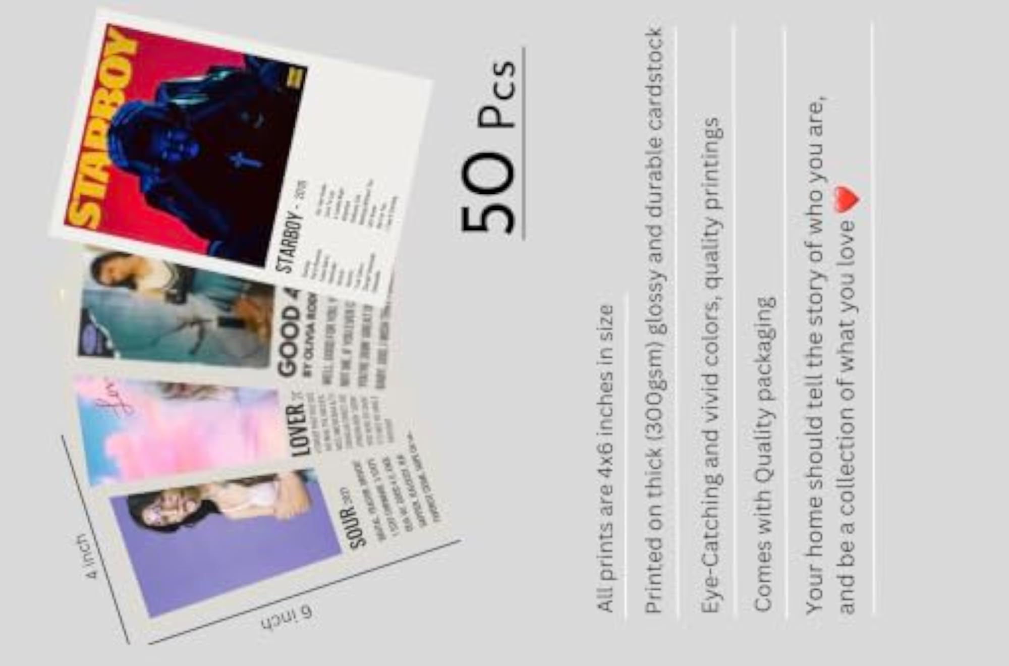 50 Pcs Song Wall Posters A6 Size Pack